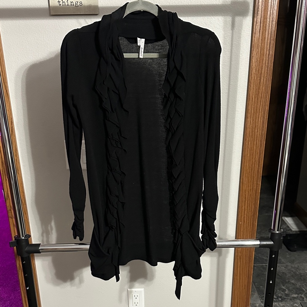 Studio Y Ruffle Black Cardigan